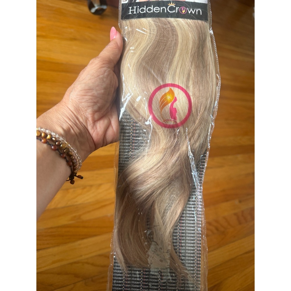 Hidden Crown Halo Hair Extension 16" Remy Hair Ash Blond #116 Double Drawn NEW